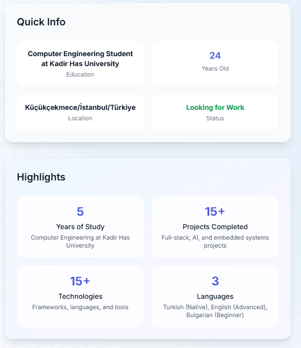 Personal Portfolio Website — ilhanuzunoglu.com